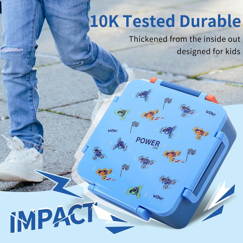 Norxely Bento Box for Kids with Thermos, [Large Capacity] Insulated Kids Lunch Box with 4 Compartment for Ages 3+, Drop-Proof & Dishwasher Safe Lunchbox Container Blue - Image 3